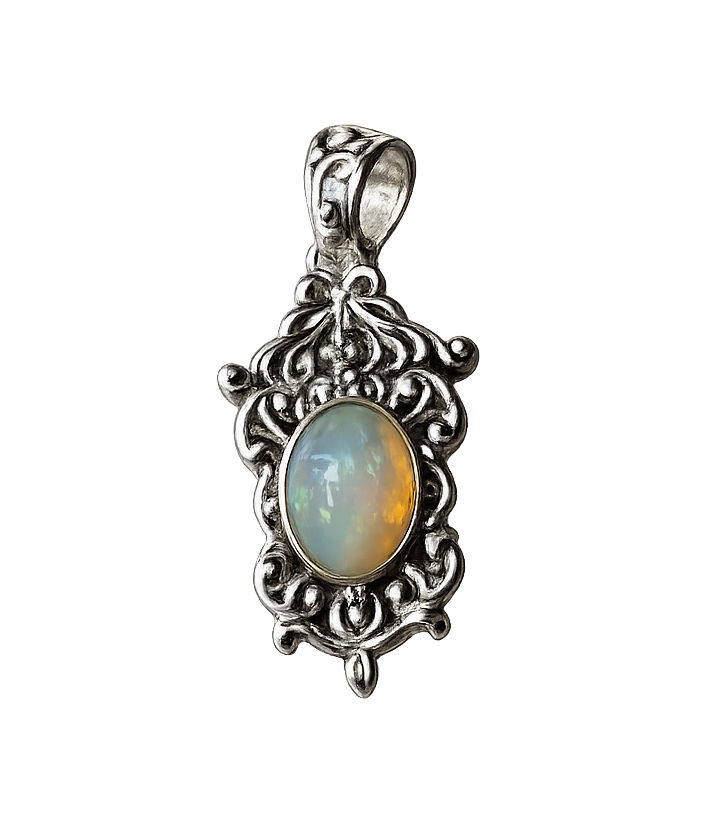 Fire Opal Silver pendant thumbnail 3