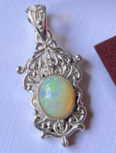 Fire Opal Silver pendant thumbnail 2