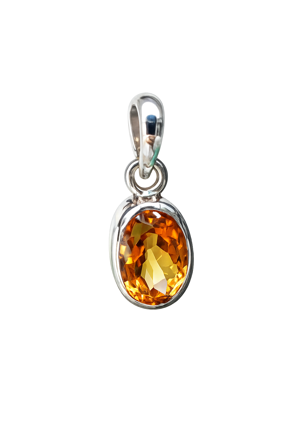Yellow Sapphire Pendant/Locket (Pusparagham/Pukraj Stone Silver  Pendant) Natural Gemstone