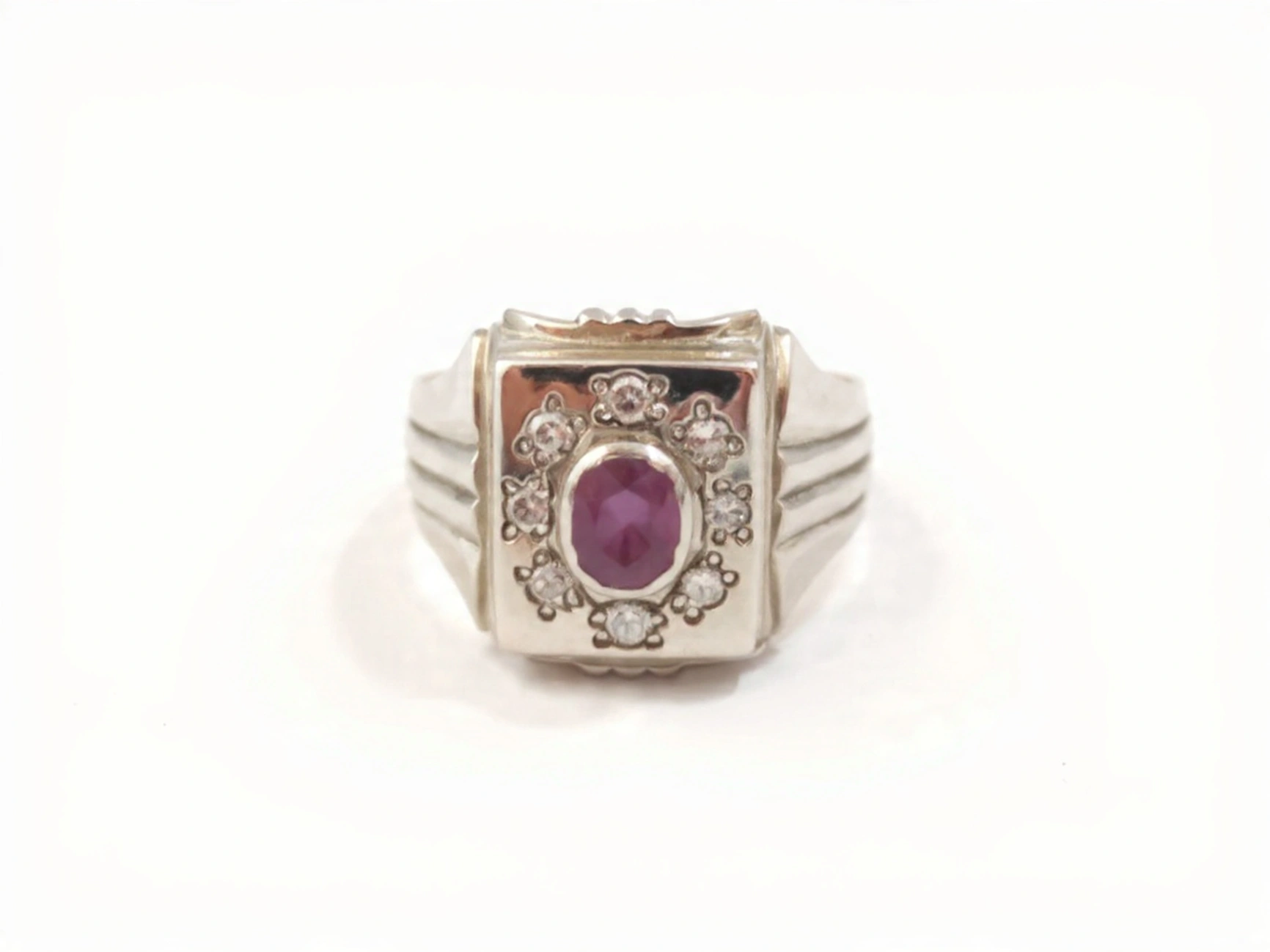 Pink Sapphire Sterling Silver Ring - Image 1