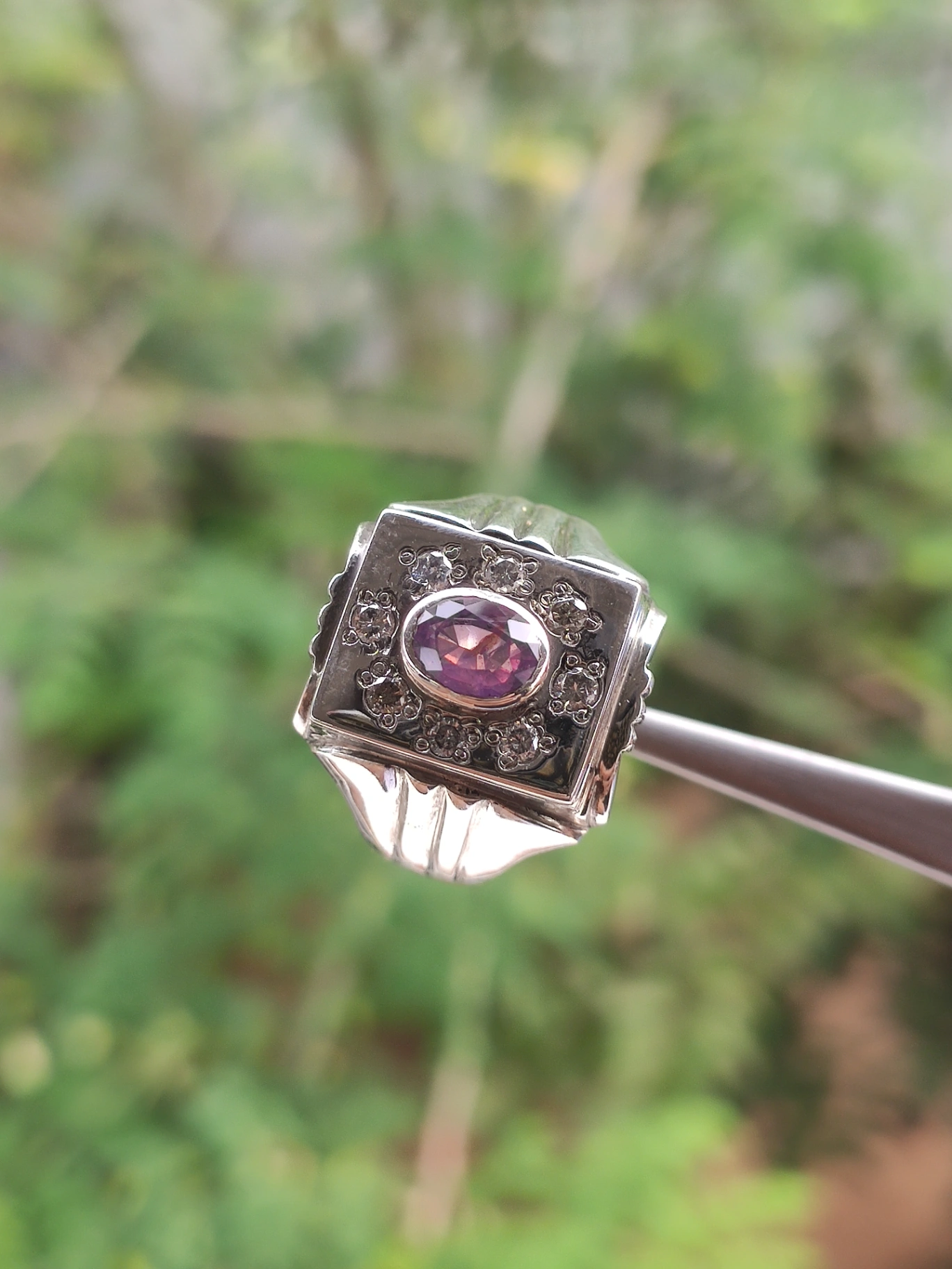 Pink Sapphire Sterling Silver Ring thumbnail 2