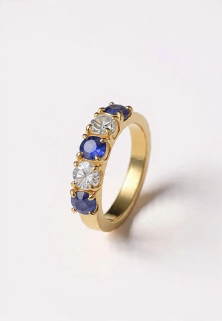 Blue Sapphire Sterling Silver Ring thumbnail 5