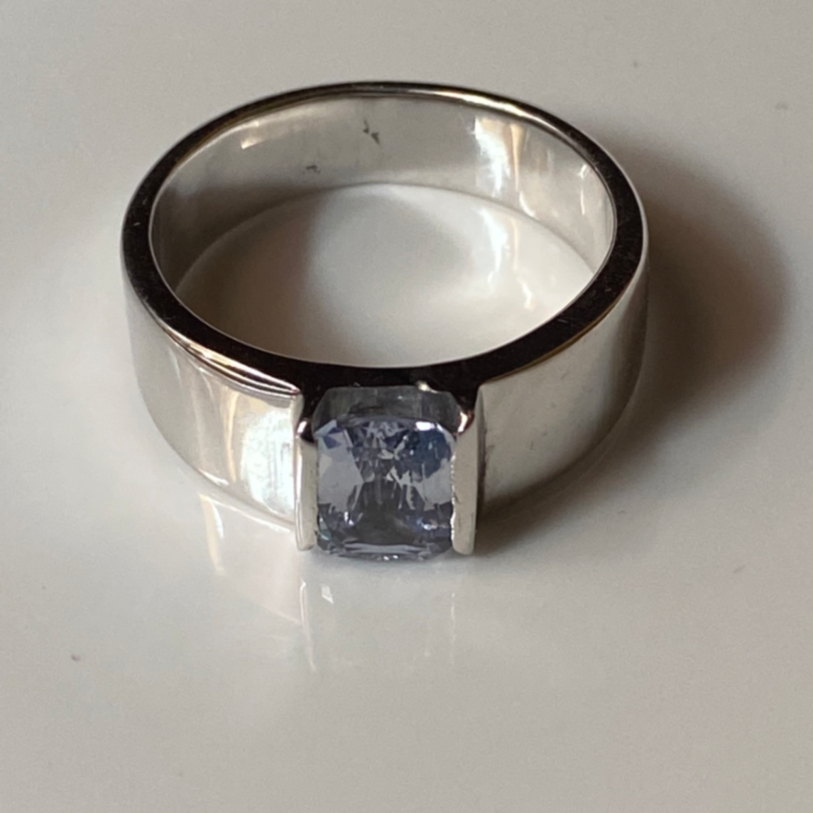 White Sapphire Octagon Mixed Cut Sterling Silver Ring  thumbnail 3