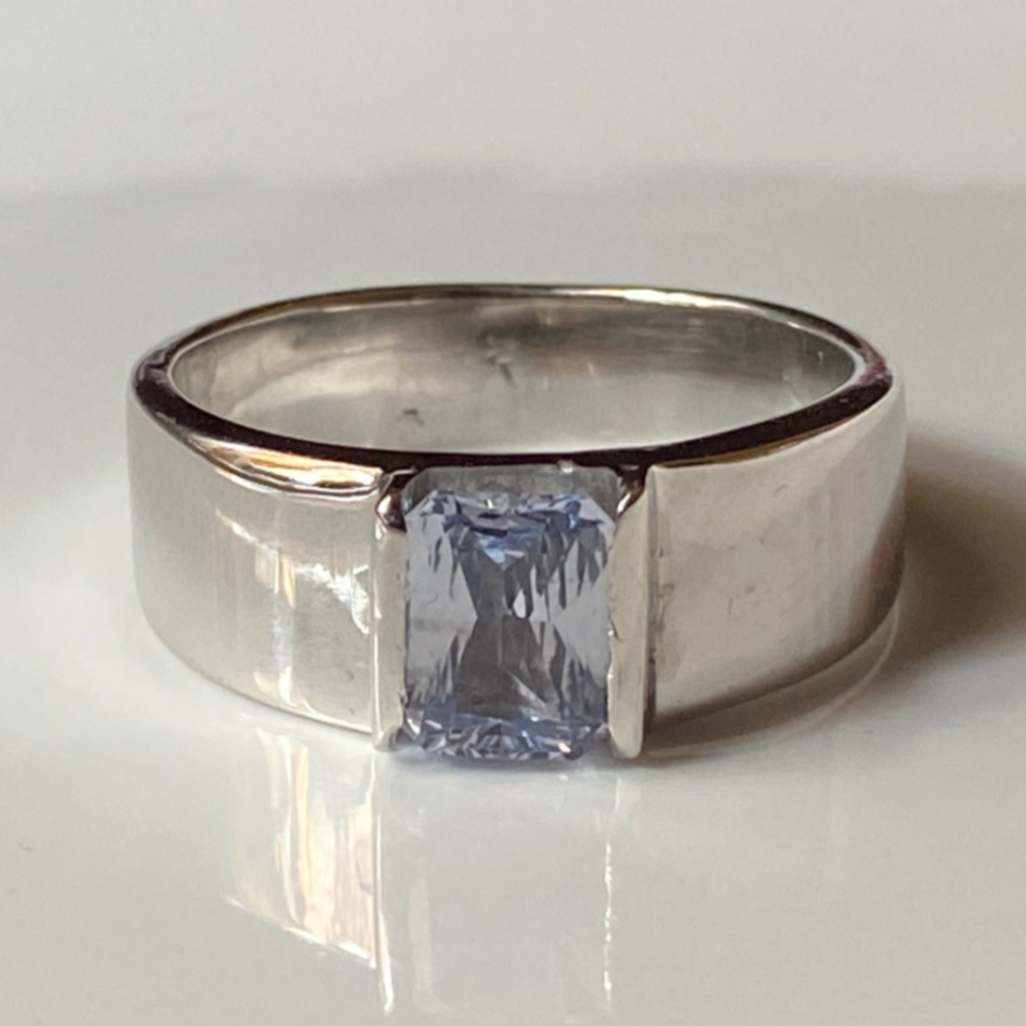 White Sapphire Octagon Mixed Cut Sterling Silver Ring  - Image 1