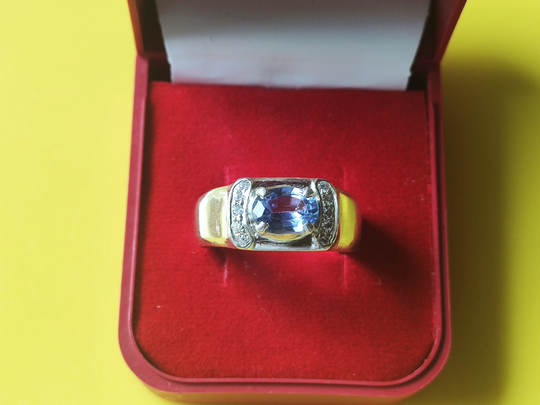 Blue Sapphire Sterling Silver Halo Ring thumbnail 2