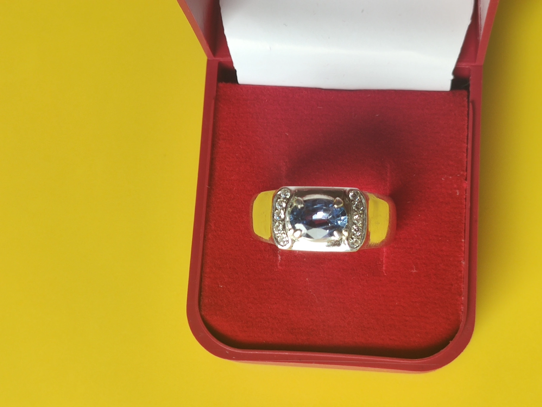 Blue Sapphire Sterling Silver Halo Ring thumbnail 4