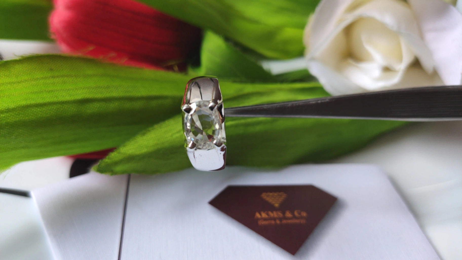 Natural White Zircon Sterling Silver Ring thumbnail 5