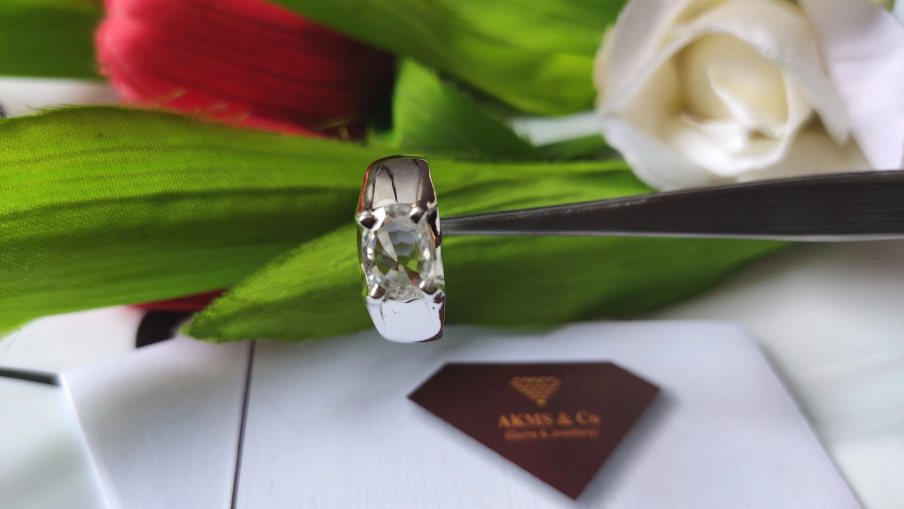 Natural White Zircon Sterling Silver Ring thumbnail 4