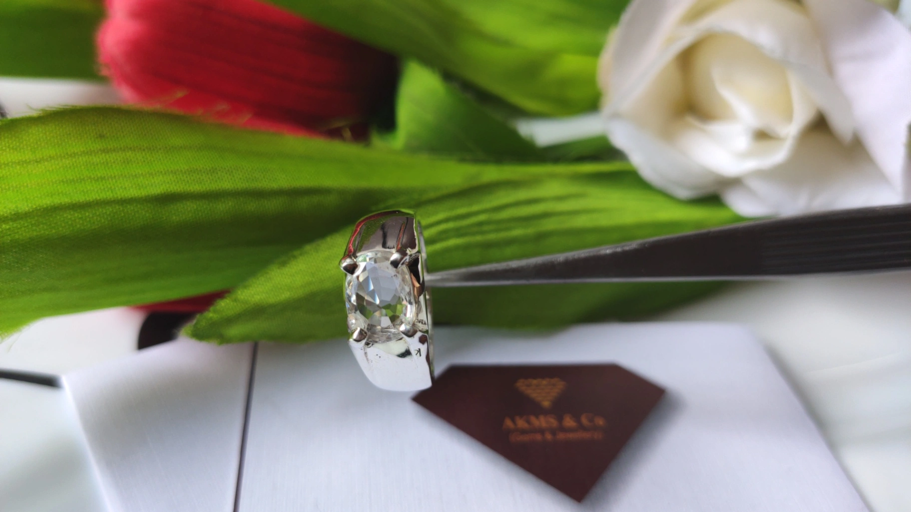 Natural White Zircon Sterling Silver Ring thumbnail 6