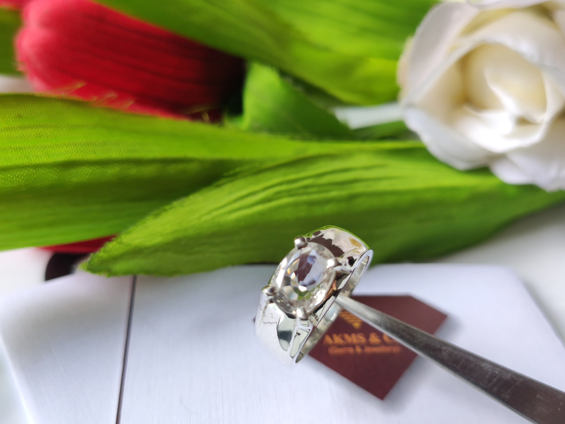 Natural White Zircon Sterling Silver Ring thumbnail 7