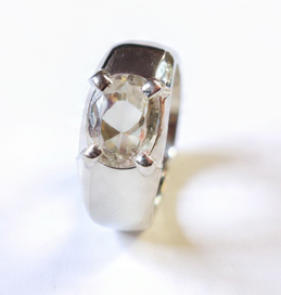 Natural White Zircon Sterling Silver Ring thumbnail 8
