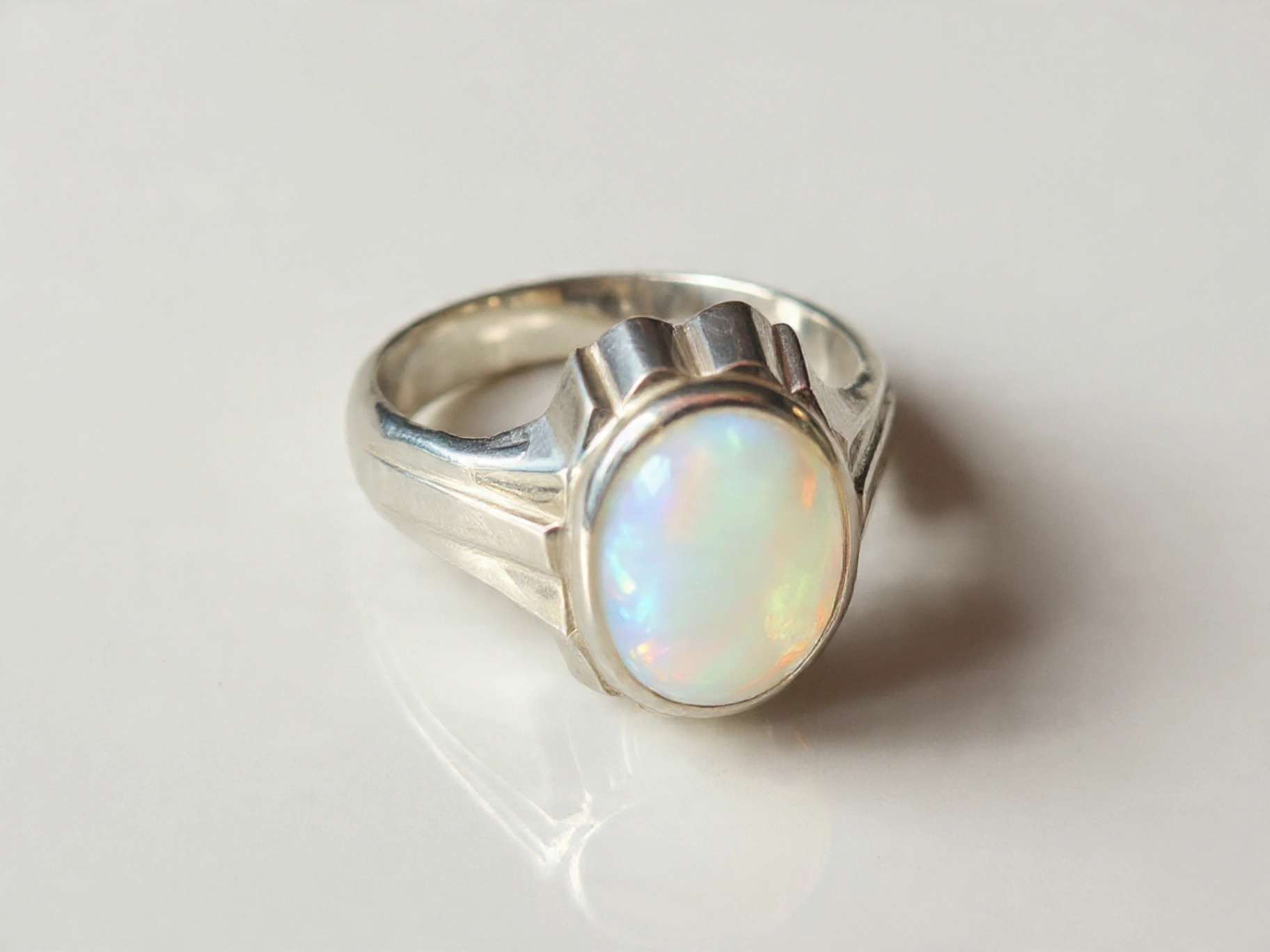 Fire Opal Sterling Silver Ring D1 - Image 1