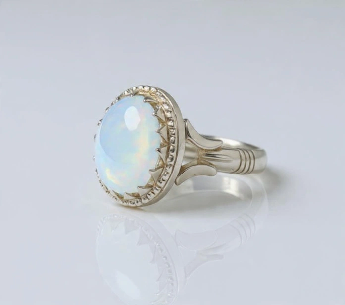 Fire Opal Sterling Silver Ring D2 - Image 1