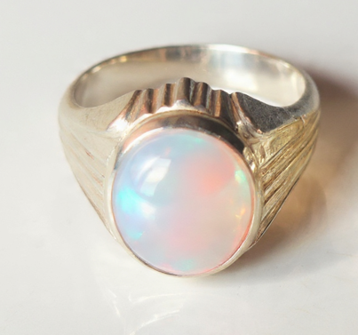 Fire Opal Sterling Silver Ring D7 - Image 1