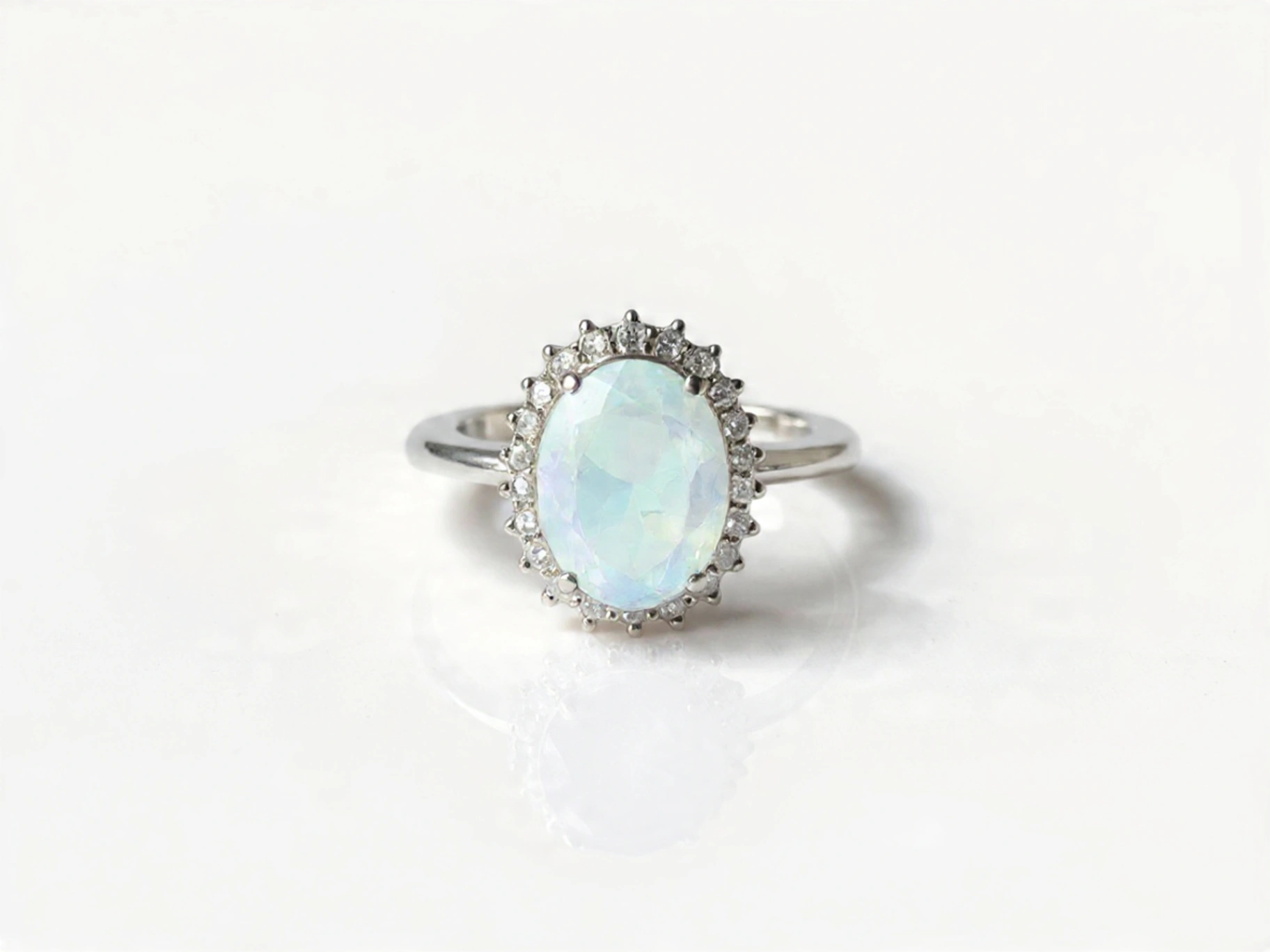 Fire Opal Sterling Silver Ring D8 - Image 1