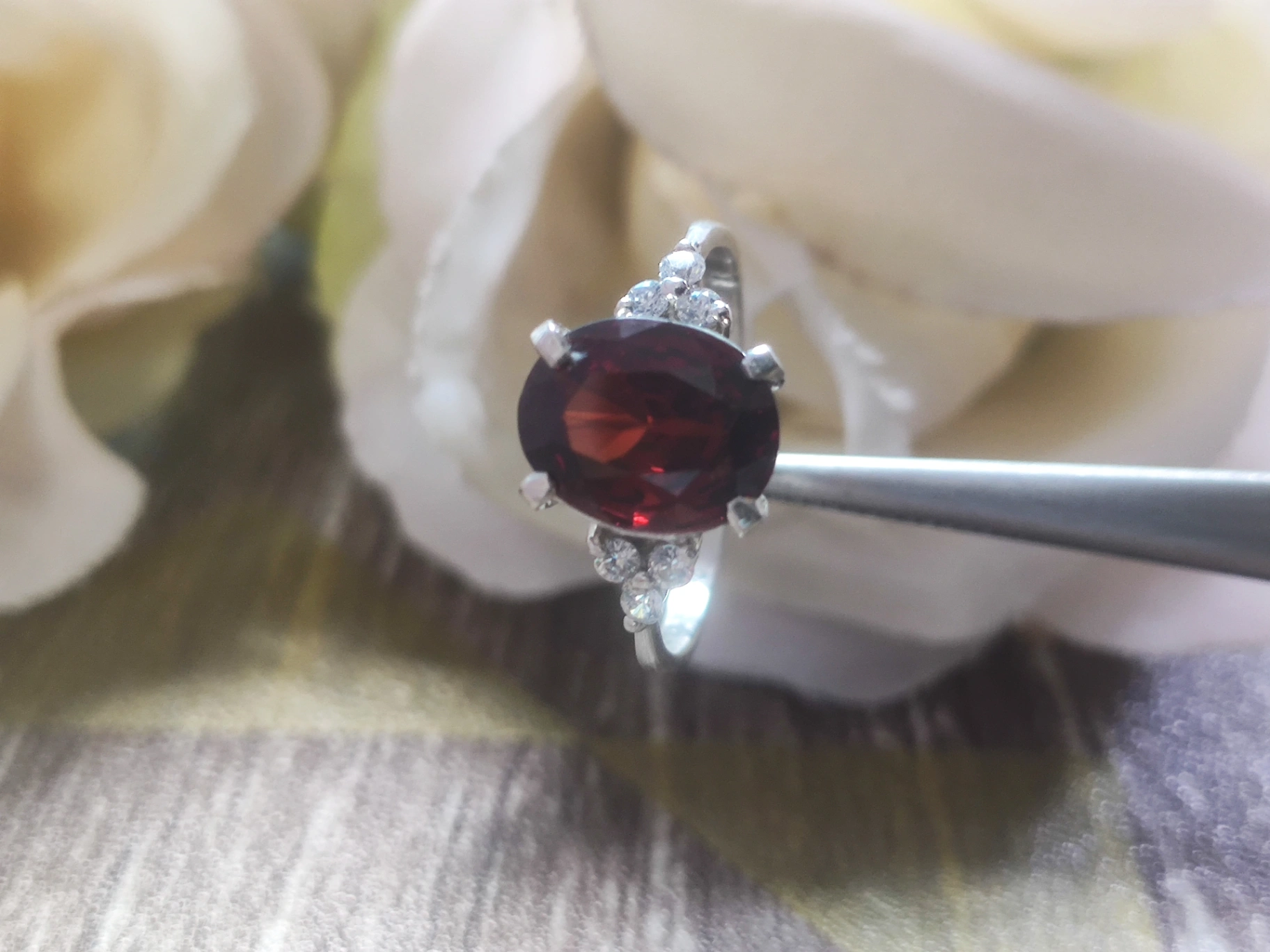 Garnet Halo Ring thumbnail 5