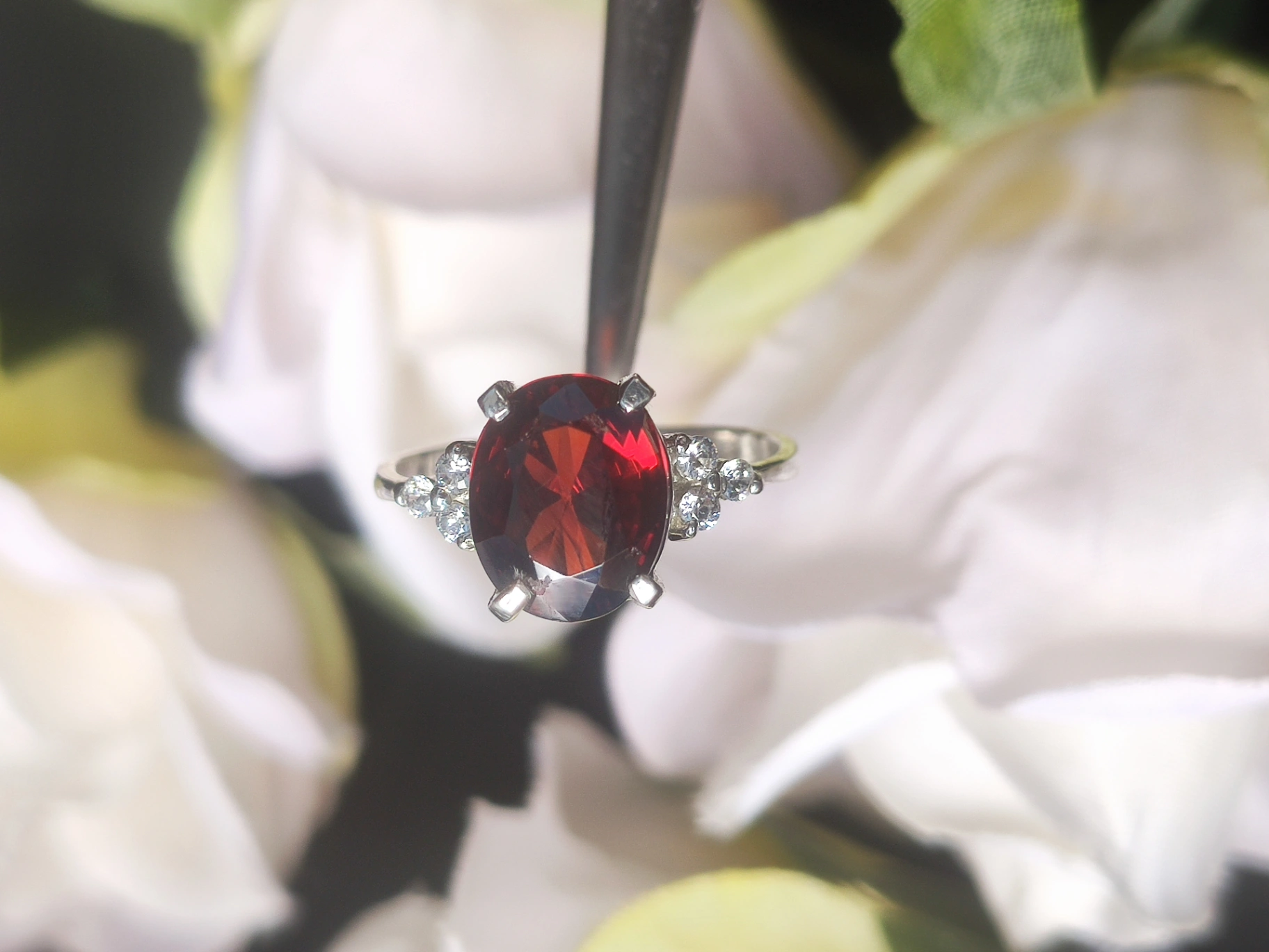 Garnet Halo Ring thumbnail 4