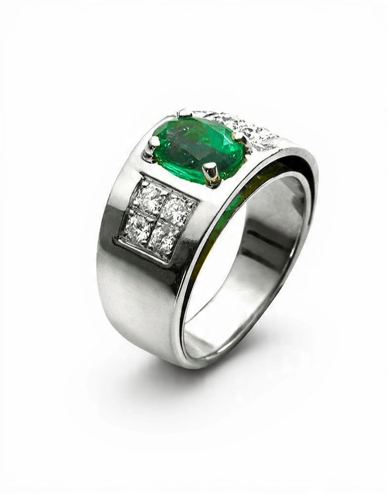 Emerald Sterling Silver Ring D5 - Image 1