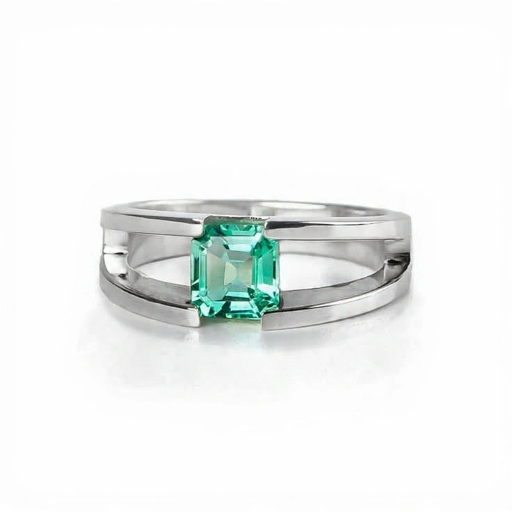 Emerald Sterling Silver Ring D12