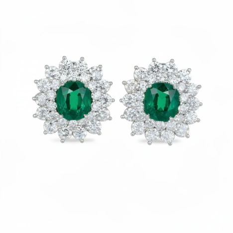 Emerald Sterling Silver Earring D7 - Image 1