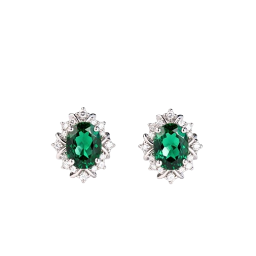 Emerald Sterling Silver Earring D8