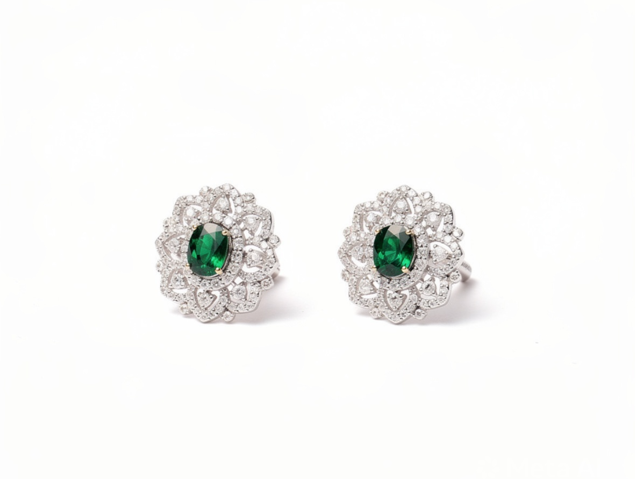 Emerald Sterling Silver Earring D4