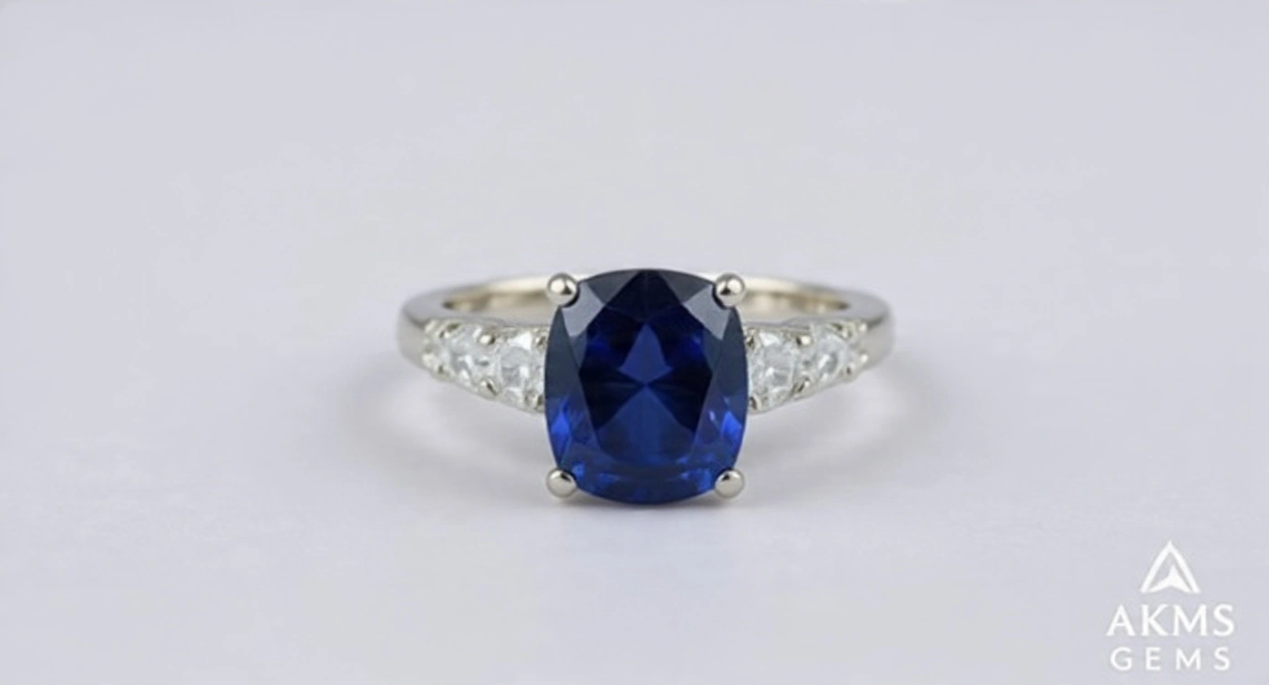 Blue Sapphire Sterling Silver Ring For Women D2 thumbnail 2