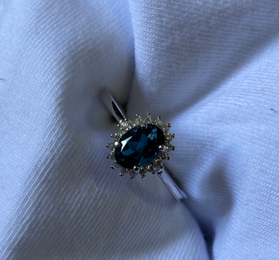 London Blue Topaz Sterling Silver Ring For Women thumbnail 5