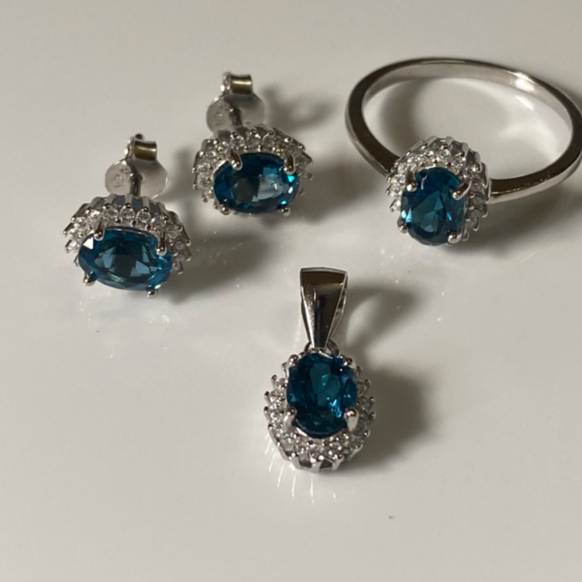 London Blue Topaz Sterling Silver Jewellery Set For Women | MOQ - 100 PCS | Wholesale