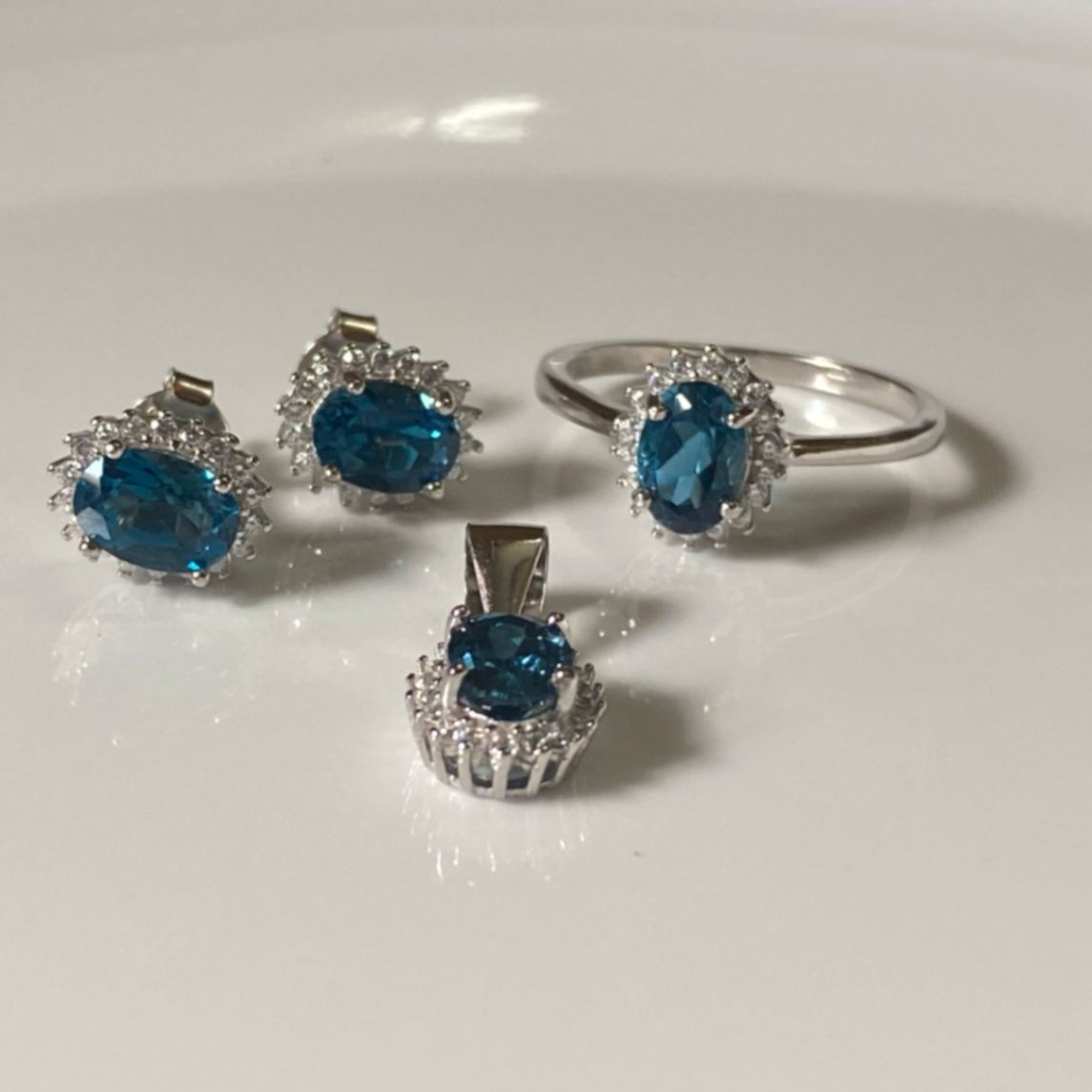 London Blue Topaz Sterling Silver Jewellery Set For Women | MOQ - 100 PCS | Wholesale thumbnail 3