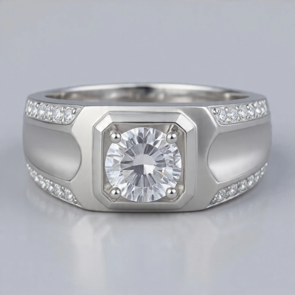 Cubic Zirconia Sterling Silver men's Ring