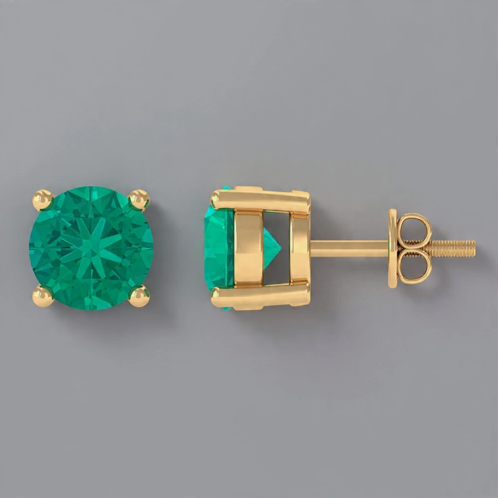 Emerald Sterling Silver Earring For Women D10