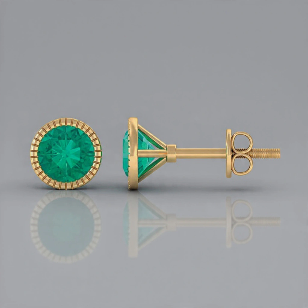 Emerald Sterling Silver Earring For Women D11