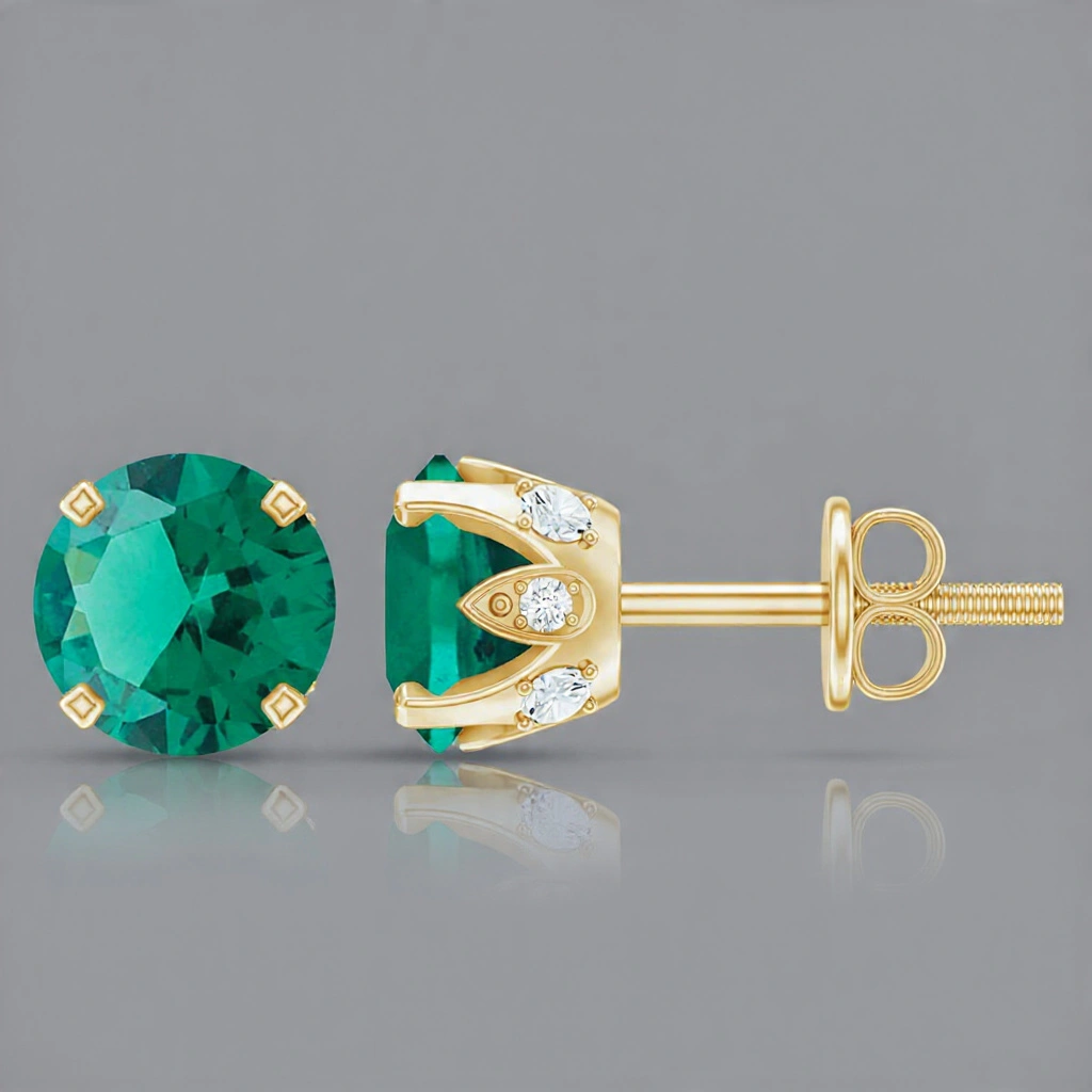 Emerald Sterling Silver Earring For Women D12
