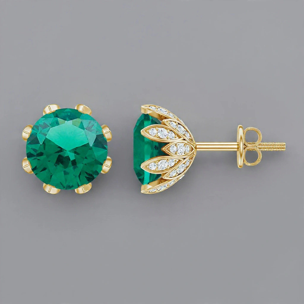Emerald Sterling Silver Earring For Women D13