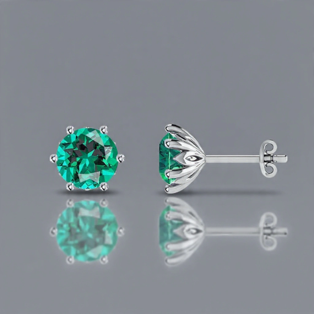 Emerald Sterling Silver Earring For Women D14