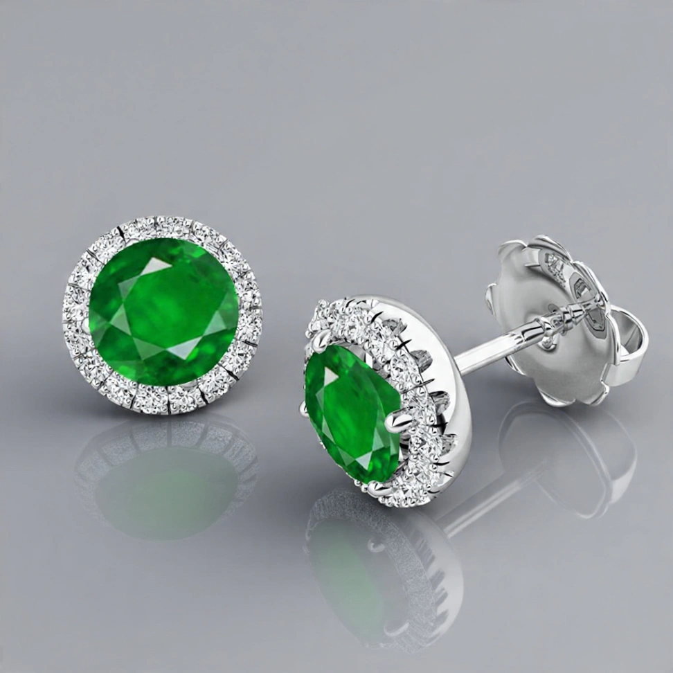 Emerald Sterling Silver Earring For Women D16 - Image 1