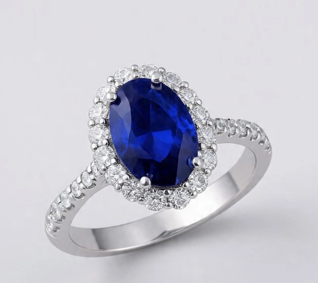 Blue Sapphire Sterling Silver Ring For Women D5 - Image 1