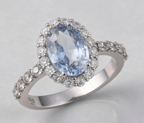 Blue Sapphire Sterling Silver Ring For Women D5 thumbnail 2