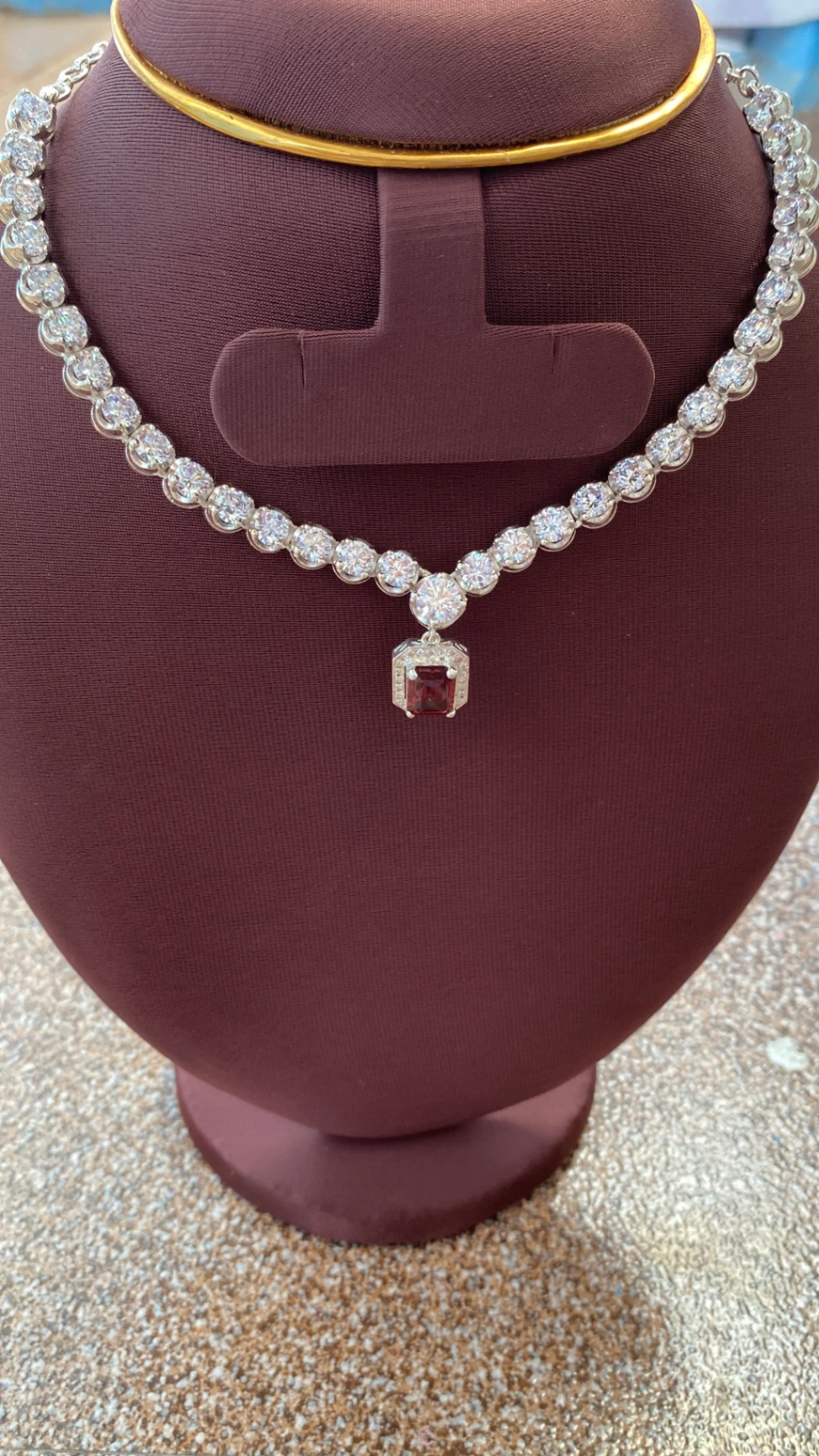 Rhodolite Garnet with Cubic Zirconia necklace for women thumbnail 2