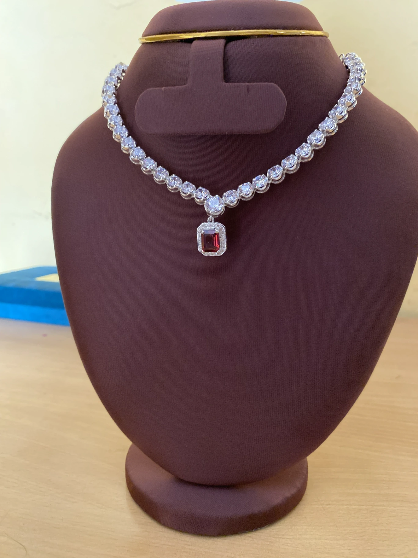 Rhodolite Garnet with Cubic Zirconia necklace for women thumbnail 6