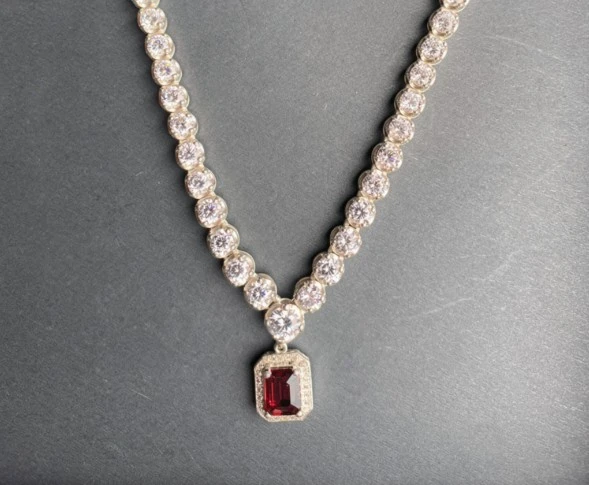 Rhodolite Garnet with Cubic Zirconia necklace for women thumbnail 8