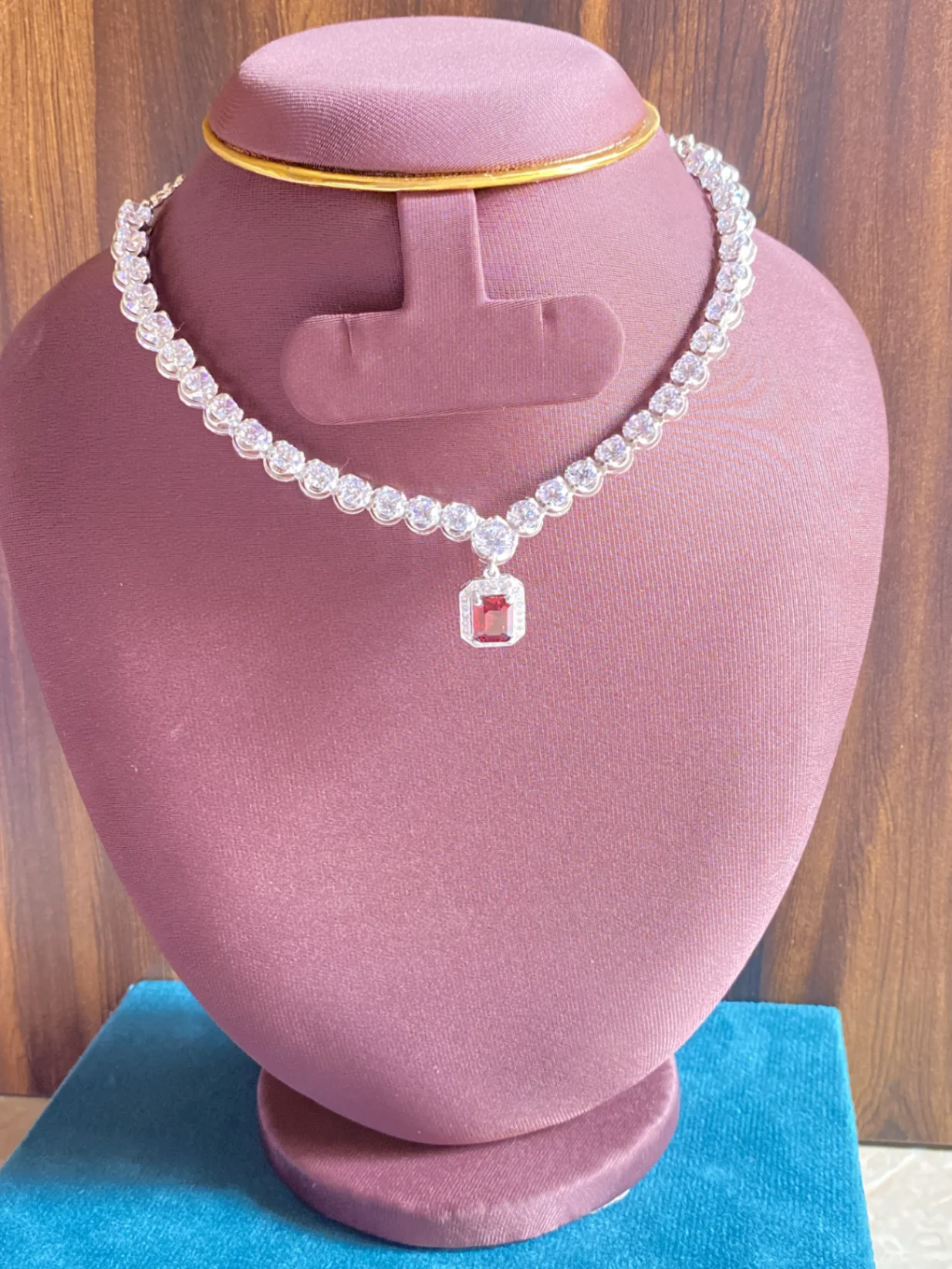 Rhodolite Garnet with Cubic Zirconia necklace for women thumbnail 7
