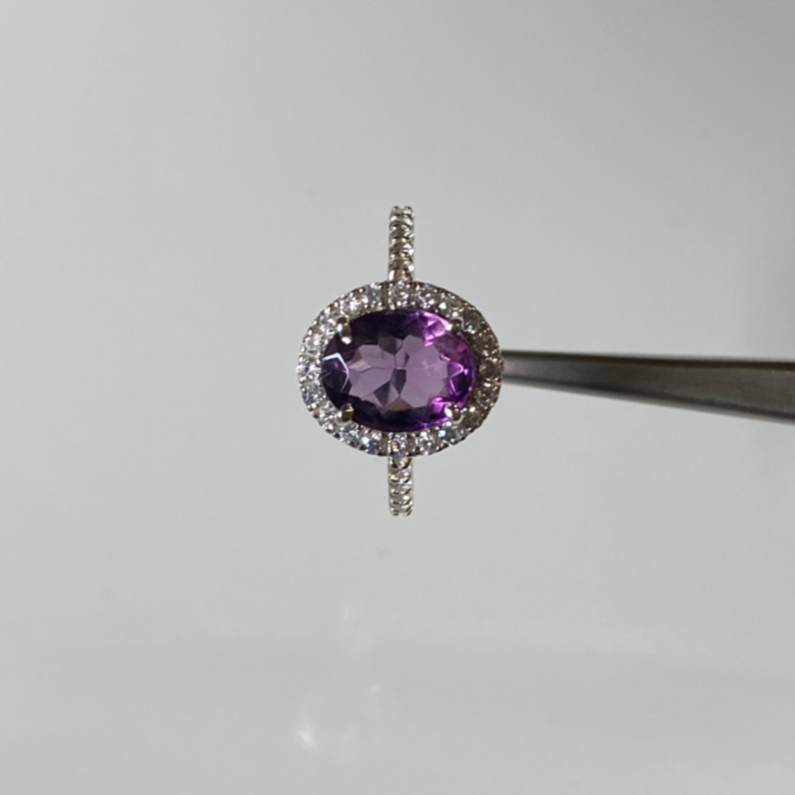 Amethyst Halo-Solitaire ring for women  thumbnail 4