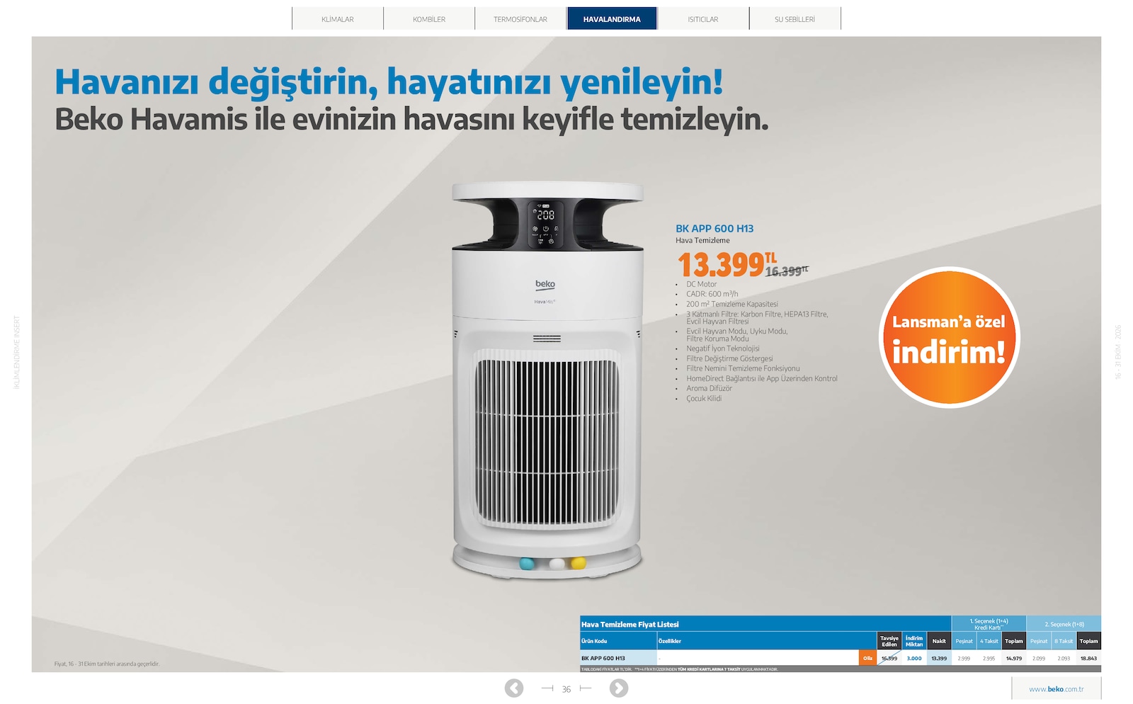 Beko İklimlendirme Brosuru — sayfa 31