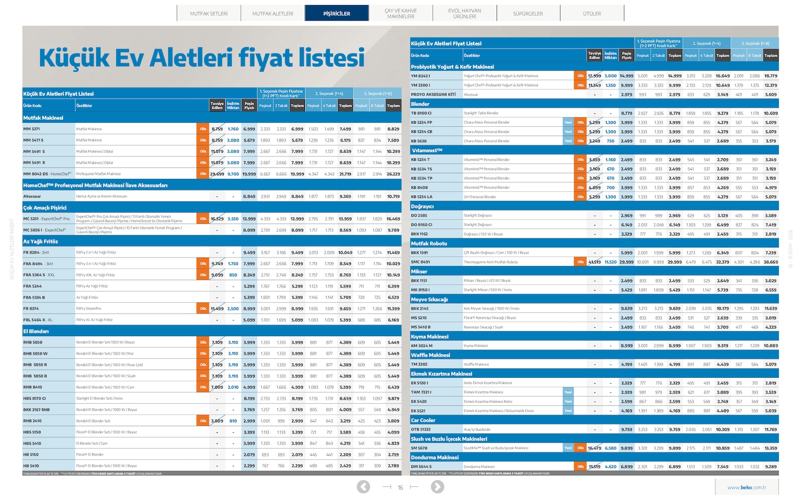 Beko Kucuk Ev Aletleri Brosuru — sayfa 16
