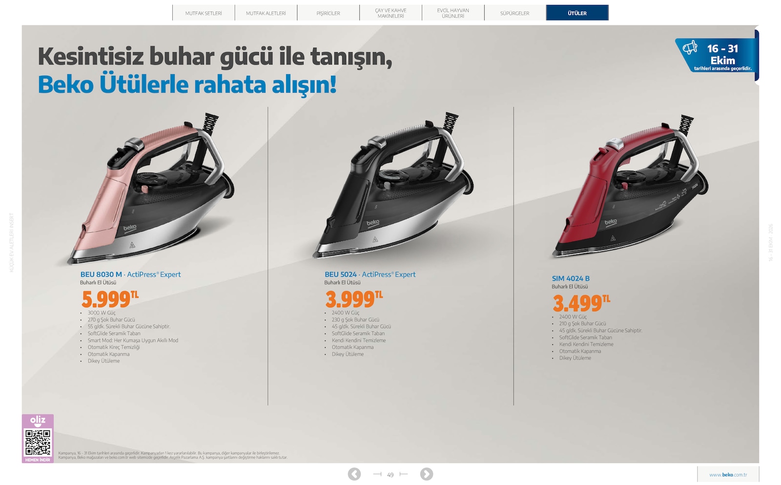 Beko Kucuk Ev Aletleri Brosuru — sayfa 49