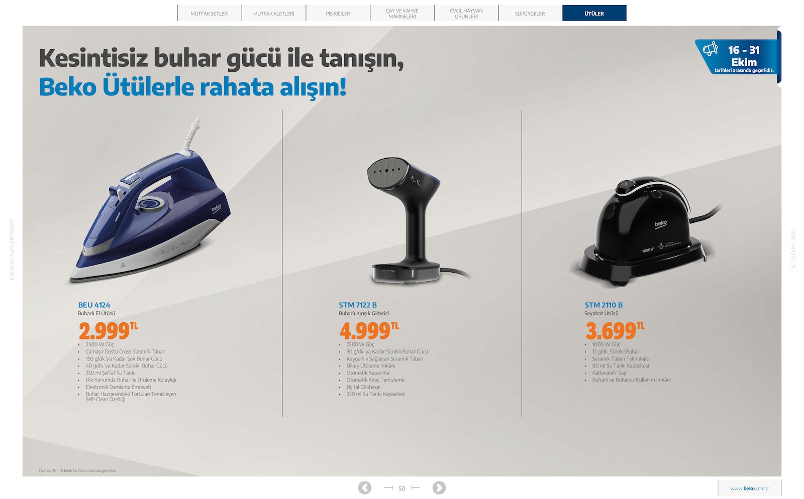 Beko Kucuk Ev Aletleri Brosuru — sayfa 50