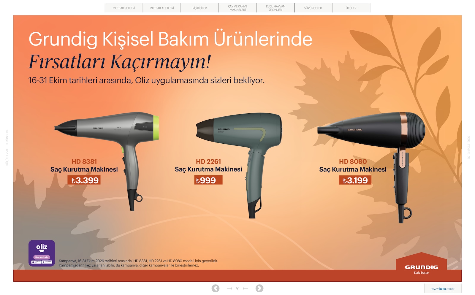 Beko Kucuk Ev Aletleri Brosuru — sayfa 59