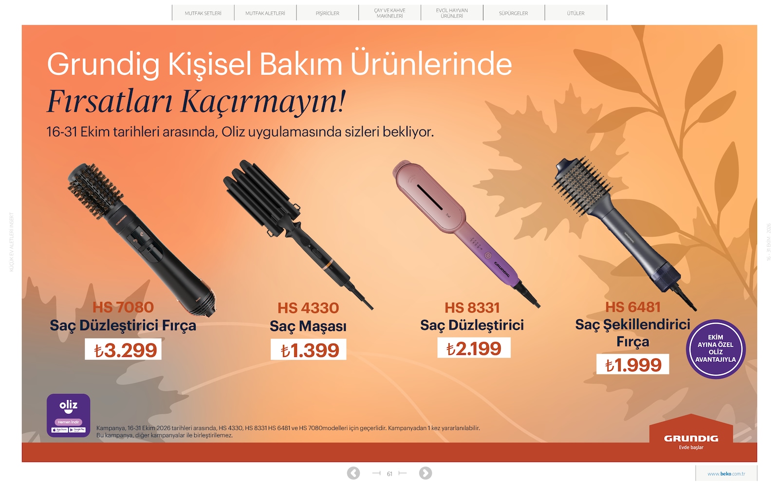 Beko Kucuk Ev Aletleri Brosuru — sayfa 61